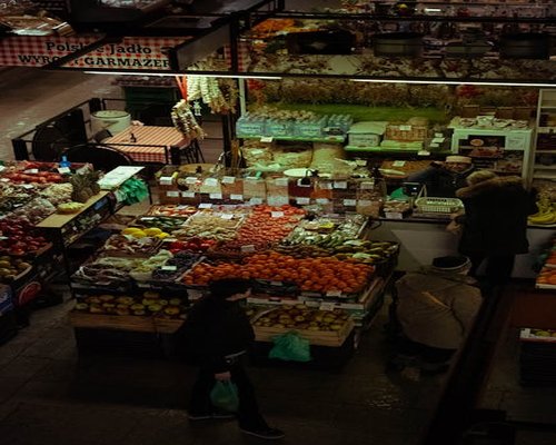 Local market scene in Poland with fresh vegetables
